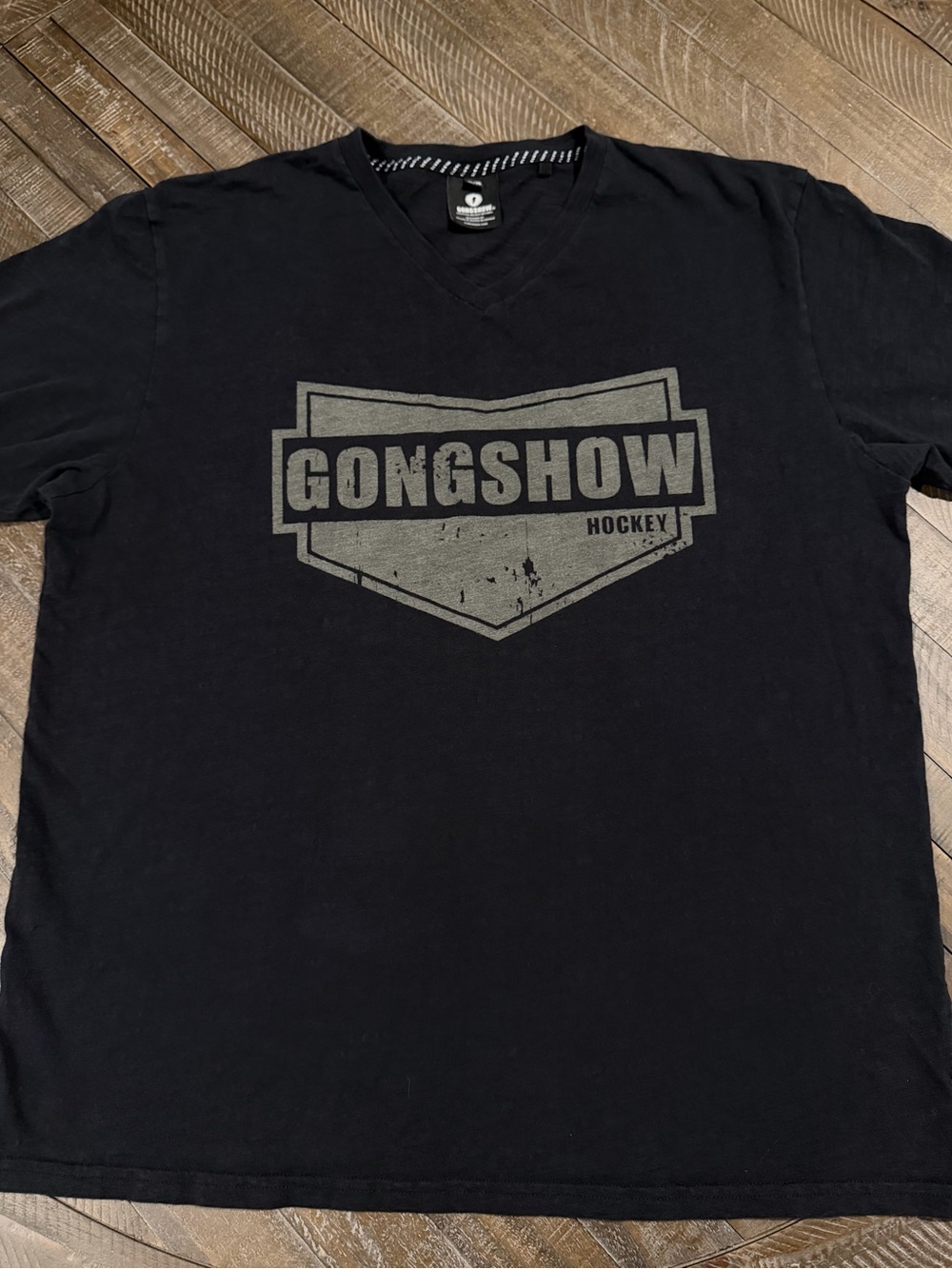 Gongshow Hockey Black V-Neck T-Shirt – Size XL